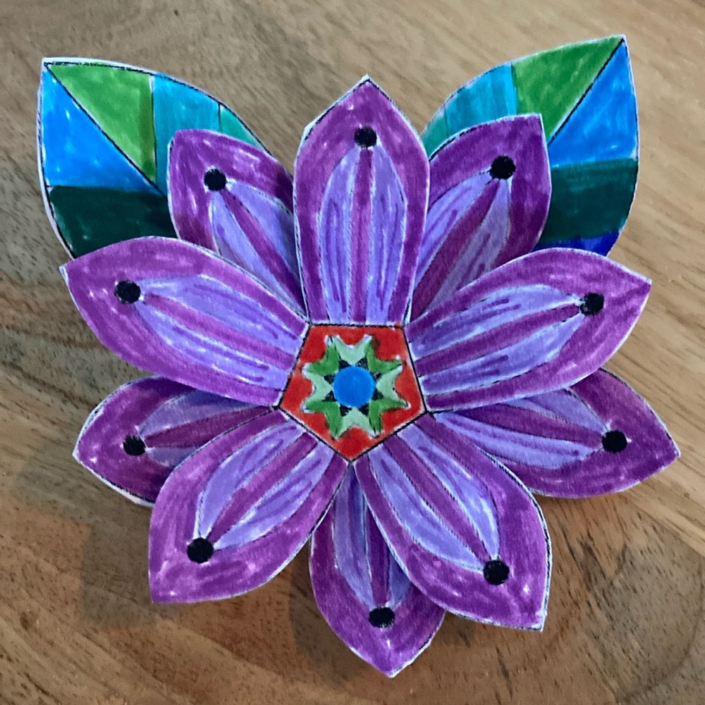 🎁 Paper flower Brooch NEW handmade by me purple flower daisy corsage